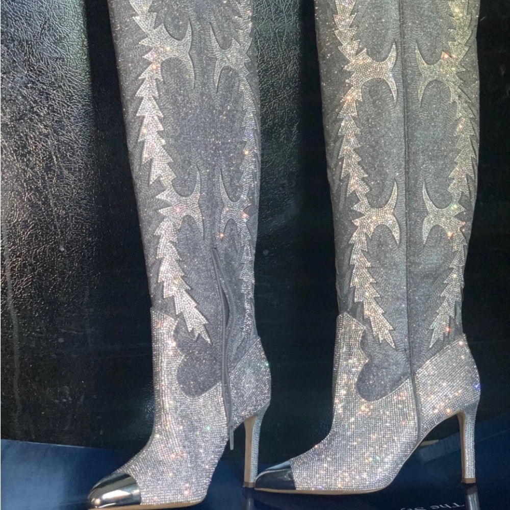 Gianni Bini Rhinestone Over-the-Knee Western Dress Boots brand new with box